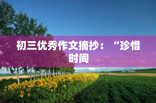 初三优秀作文摘抄：“珍惜时间，追逐梦想”