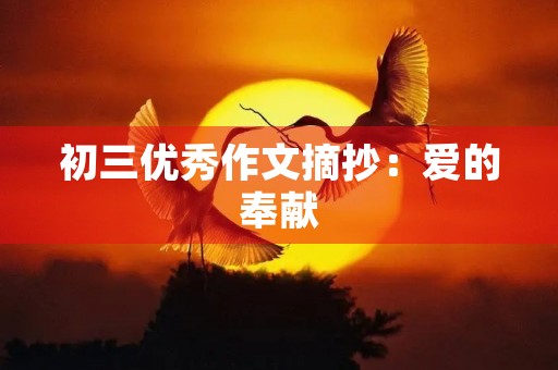 初三优秀作文摘抄:爱的奉献 初三优秀作文摘抄:爱的奉献