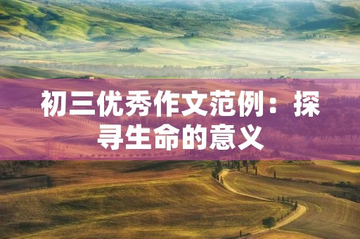 初三优秀作文范例：探寻生命的意义