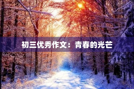 初三优秀作文:青春的光芒 初三优秀作文:青春的光芒