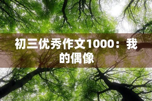 初三优秀作文1000：我的偶像