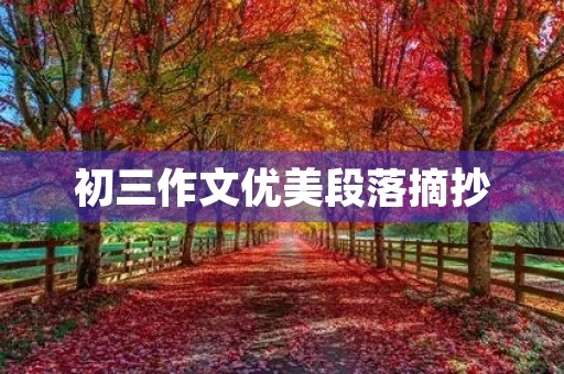 初三作文优美段落摘抄 初三作文优美段落摘抄