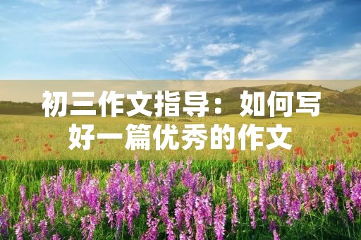 初三作文指导：如何写好一篇优秀的作文