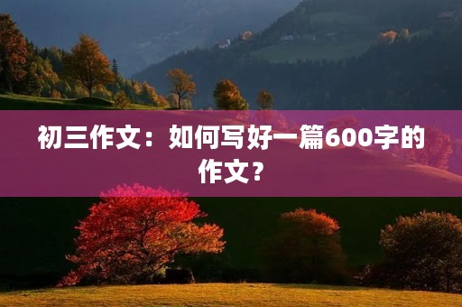 初三作文:如何写好一篇600字的作文? 初三作文:如何写好一篇600字的作文?