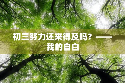 初三努力还来得及吗？——我的自白