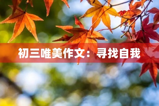 初三唯美作文:寻找自我 初三唯美作文:寻找自我
