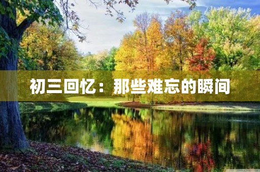 初三回忆：那些难忘的瞬间
