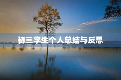 初三学生个人总结与反思