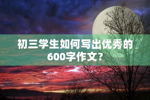 初三学生如何写出优秀的600字作文? 初三学生如何写出优秀的600字作文?