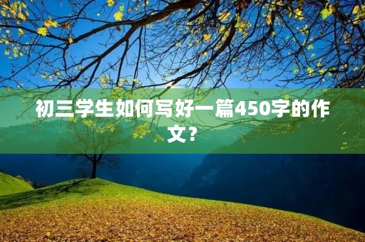 初三学生如何写好一篇450字的作文? 初三学生如何写好一篇450字的作文?