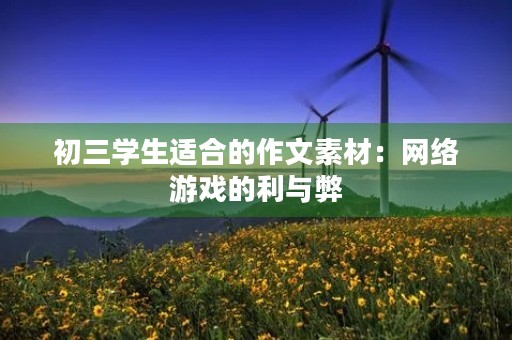 初三学生适合的作文素材：网络游戏的利与弊