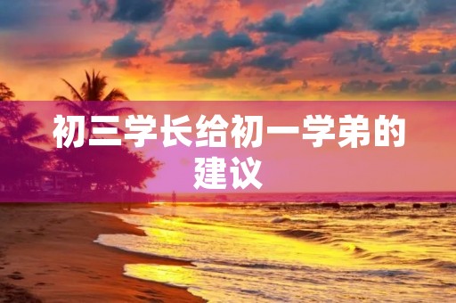 初三学长给初一学弟的建议 初三学长给初一学弟的建议