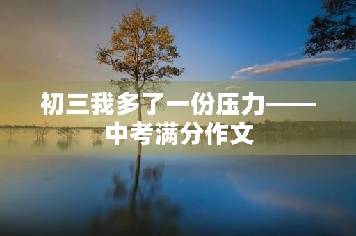 初三我多了一份压力——中考满分作文 初三我多了一份压力——中考满分作文