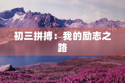 初三拼搏:我的励志之路 初三拼搏:我的励志之路