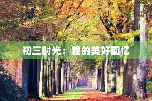 初三时光:我的美好回忆 初三时光:我的美好回忆