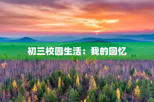 初三校园生活：我的回忆