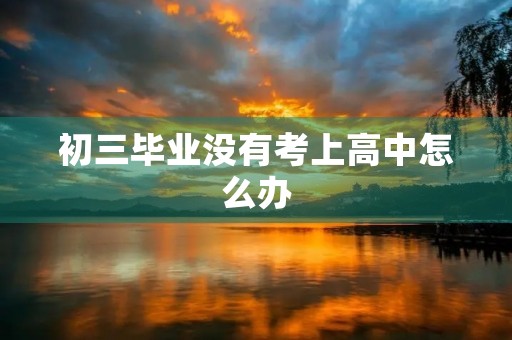 初三毕业没有考上高中怎么办 初三毕业没有考上高中怎么办