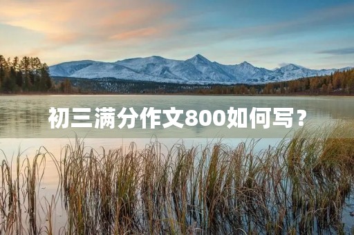 初三满分作文800如何写？