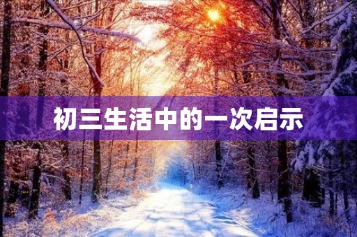 初三生活中的一次启示