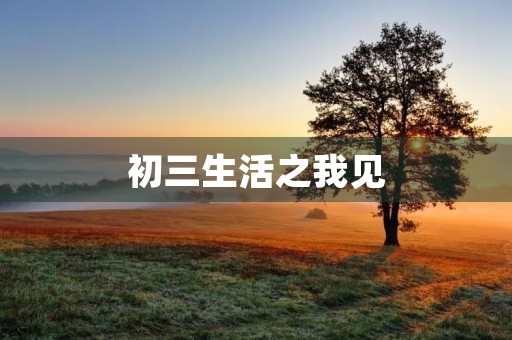 初三生活之我见