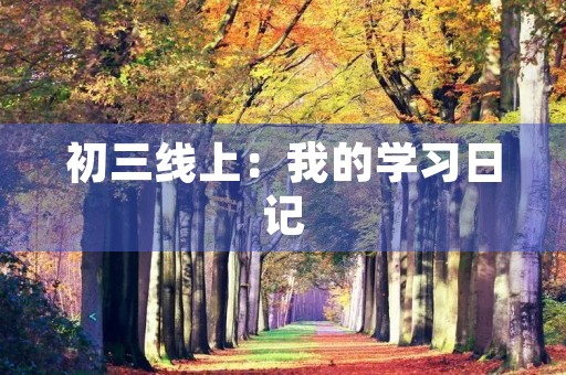 初三线上：我的学习日记