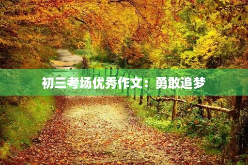 初三考场优秀作文:勇敢追梦 初三考场优秀作文:勇敢追梦