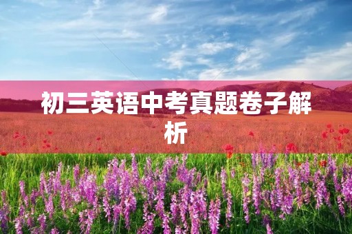 初三英语中考真题卷子解析 初三英语中考真题卷子解析