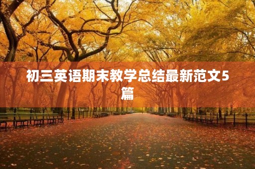 初三英语期末教学总结最新范文5篇