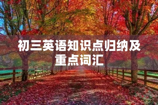初三英语知识点归纳及重点词汇