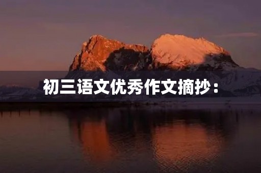 初三语文优秀作文摘抄: 初三语文优秀作文摘抄: