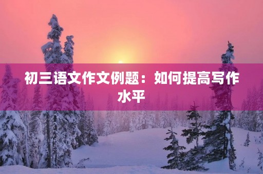 初三语文作文例题:如何提高写作水平 初三语文作文例题:如何提高写作水平