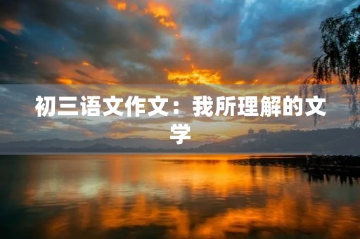 初三语文作文:我所理解的文学 初三语文作文:我所理解的文学