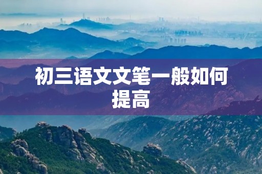 初三语文文笔一般如何提高