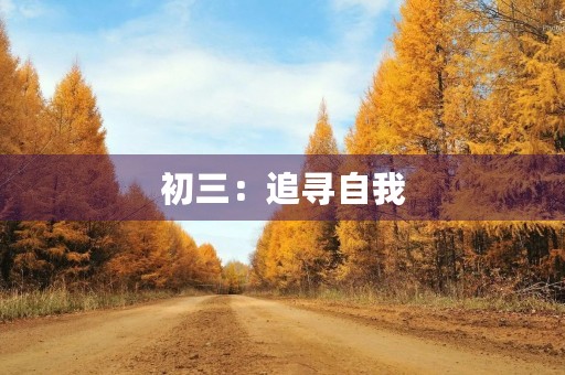 初三：追寻自我，开启未来