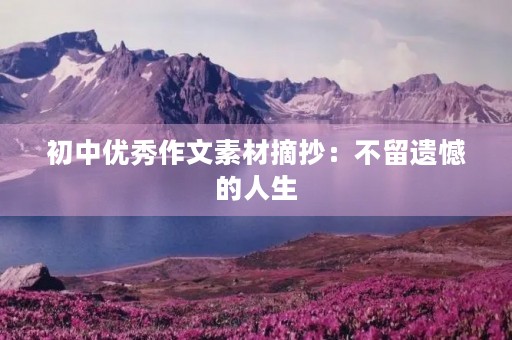 初中优秀作文素材摘抄：不留遗憾的人生