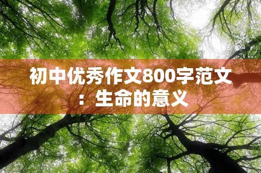 初中优秀作文800字范文：生命的意义