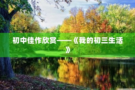 初中佳作欣赏——《我的初三生活》