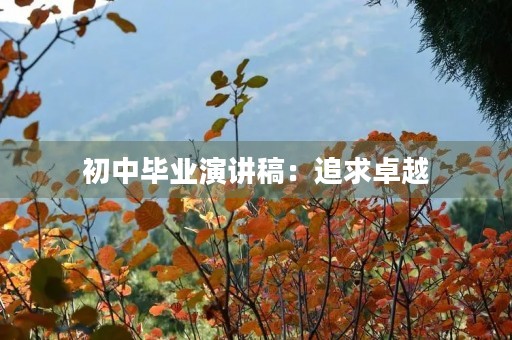 初中毕业演讲稿:追求卓越,创造未来 初中毕业演讲稿:追求卓越,创造未来