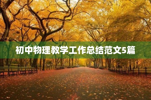 初中物理教学工作总结范文5篇