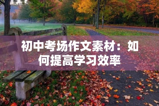 初中考场作文素材:如何提高学习效率 初中考场作文素材:如何提高学习效率