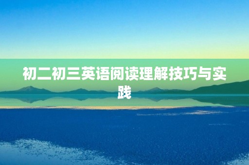 初二初三英语阅读理解技巧与实践