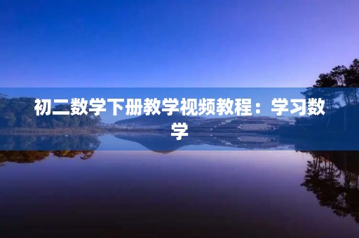 初二数学下册教学视频教程：学习数学，从视频开始