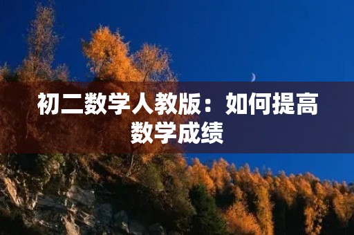 初二数学人教版：如何提高数学成绩