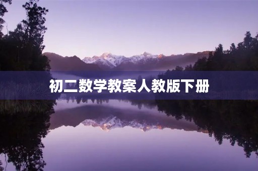 初二数学教案人教版下册 初二数学教案人教版下册