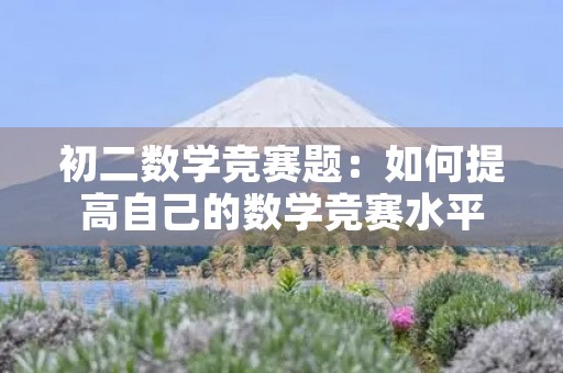 初二数学竞赛题：如何提高自己的数学竞赛水平