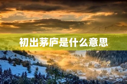 初出茅庐是什么意思