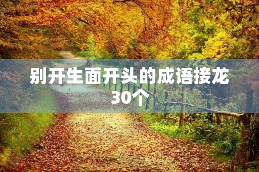 别开生面开头的成语接龙30个 别开生面开头的成语接龙30个