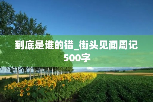 到底是谁的错_街头见闻周记500字 到底是谁的错_街头见闻周记500字