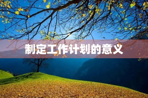 制定工作计划的意义(工作计划的目的和意义)