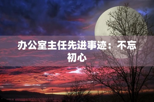 办公室主任先进事迹：不忘初心，砥砺前行